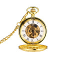 wholesale gold mechanical Twin opening vintage case pocket watch with chinese movt